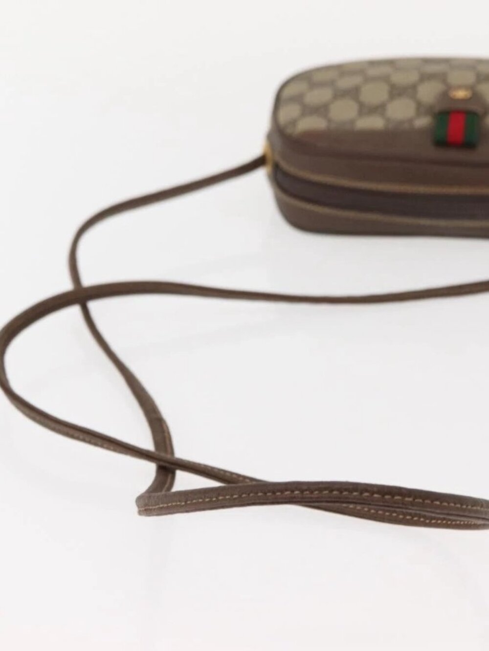 GUCCI GG Supreme Web Sherry Line Bag PVC Beige 007 58 6112 4023 Auth 148252 - Picture 8 of 16